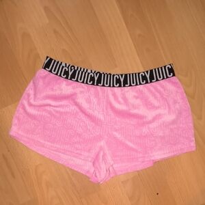 Juicy Couture | Pink Velvet Shorts with Black Logo Waistband